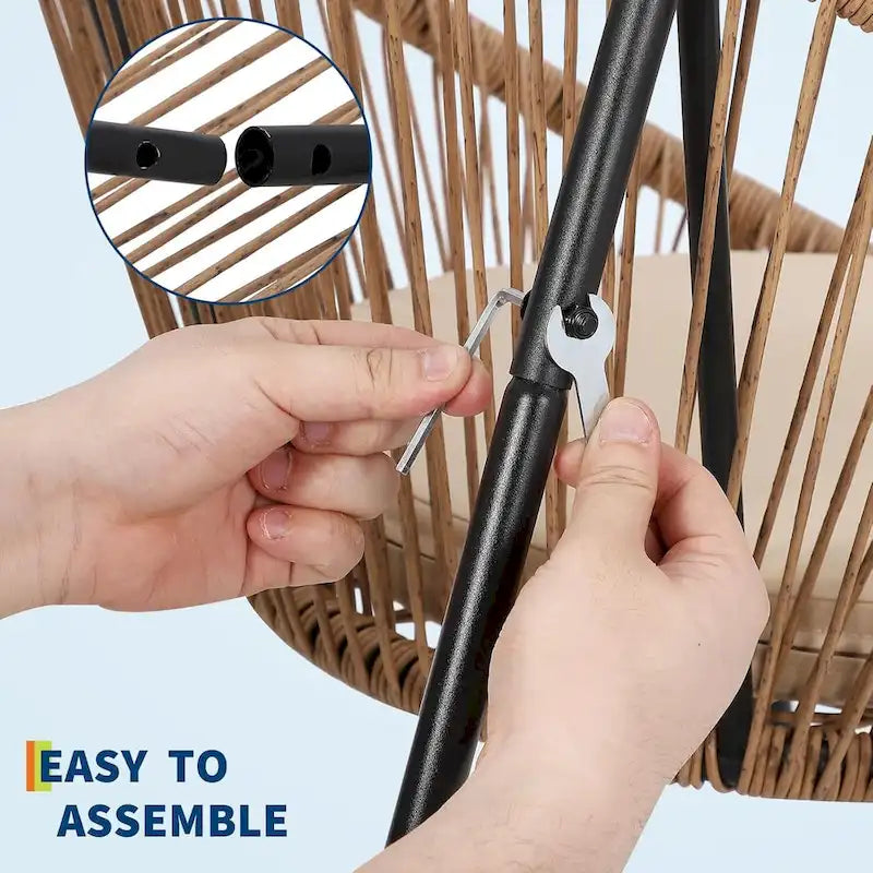 3 Piece Acapulco Chair Set, All-Weather Modern Patio Furniture Set with Cushions, Plastic Rope, Glass Top Table and 2