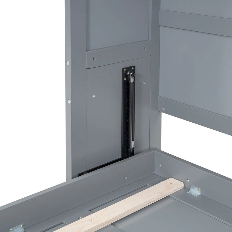 Gray Queen Size Multifunction Murphy Bed with Top Cabinets