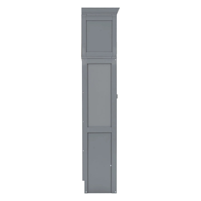Gray Queen Size Multifunction Murphy Bed with Top Cabinets