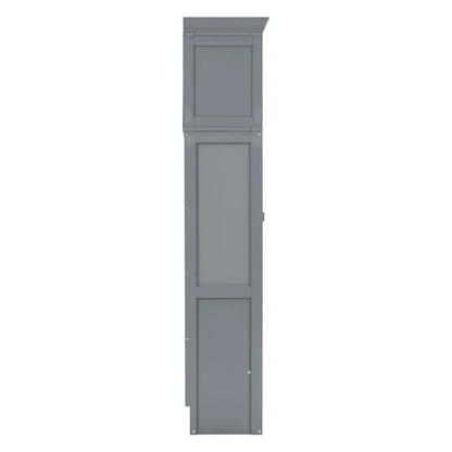 Gray Queen Size Multifunction Murphy Bed with Top Cabinets