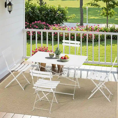 4-Person Foldable Patio Set – Weatherproof Iron Bistro Table & Chairs, Space-Saving, Ergonomic, No-Tools Assembly