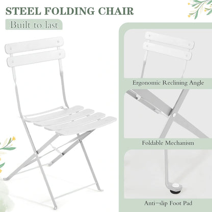 4-Person Foldable Patio Set – Weatherproof Iron Bistro Table & Chairs, Space-Saving, Ergonomic, No-Tools Assembly