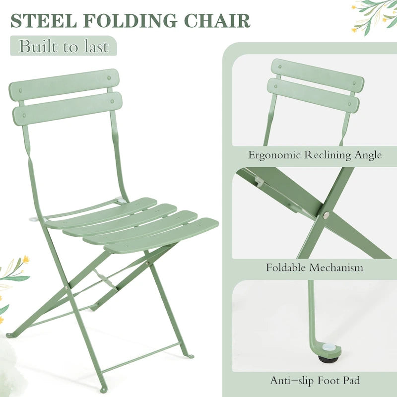 4-Person Foldable Patio Set – Weatherproof Iron Bistro Table & Chairs, Space-Saving, Ergonomic, No-Tools Assembly