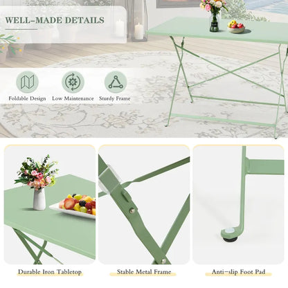 4-Person Foldable Patio Set – Weatherproof Iron Bistro Table & Chairs, Space-Saving, Ergonomic, No-Tools Assembly