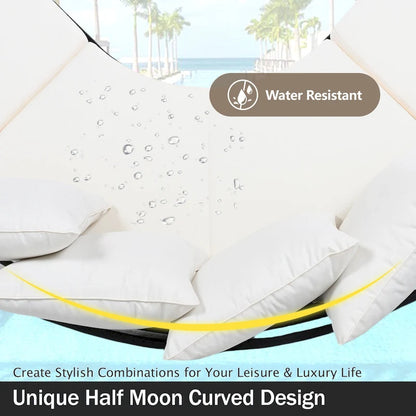 6-Seat Patio Outdoor Sectional Furniture Set, Half- Moon Curved L-Shaped Sofa with Iron Frame & Waterproof Coushions