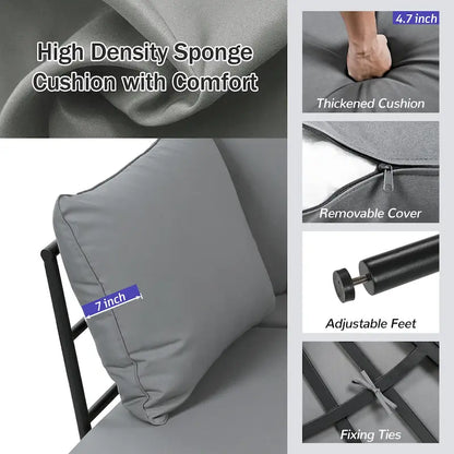 6-Seat Patio Outdoor Sectional Furniture Set, Half- Moon Curved L-Shaped Sofa with Iron Frame & Waterproof Coushions