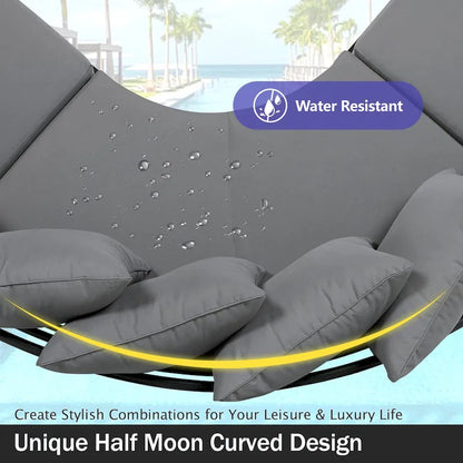 6-Seat Patio Outdoor Sectional Furniture Set, Half- Moon Curved L-Shaped Sofa with Iron Frame & Waterproof Coushions