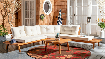 SAFAVIEH Outdoor Giancarla 4-Piece Sectional Sofa Set - 71W x 27D x 29H