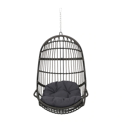 Crumpton Wicker Outdoor Hanging Basket Chair with Cushions by Christopher Knight Home