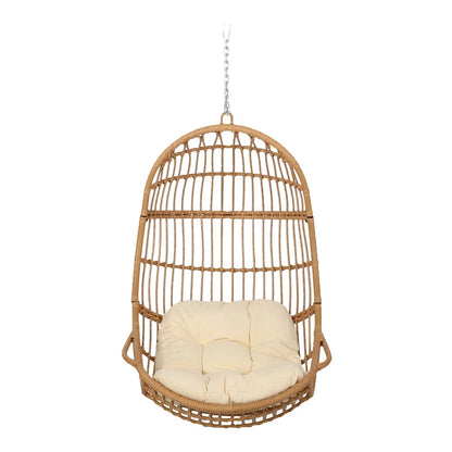 Crumpton Wicker Outdoor Hanging Basket Chair with Cushions by Christopher Knight Home