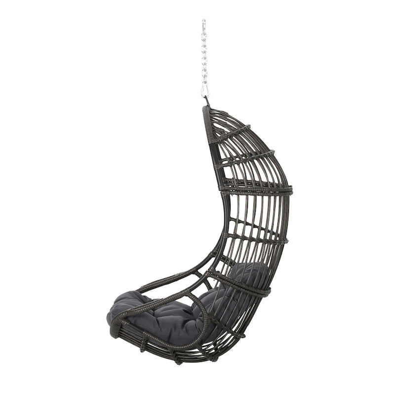 Crumpton Wicker Outdoor Hanging Basket Chair with Cushions by Christopher Knight Home