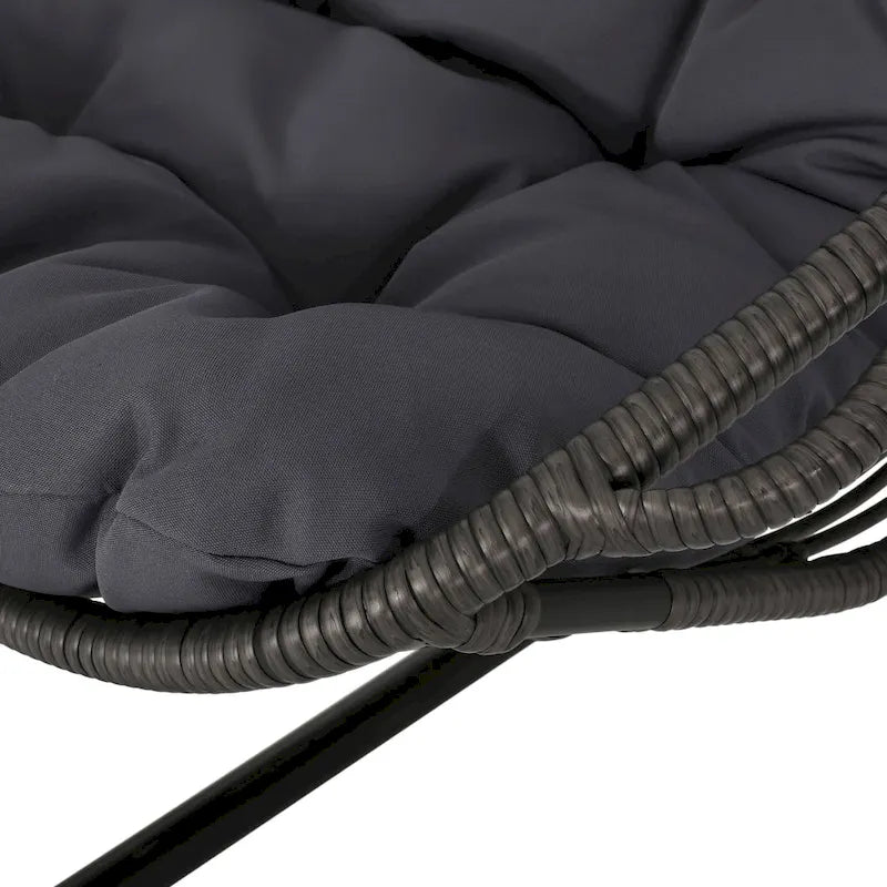 Crumpton Wicker Outdoor Hanging Basket Chair with Cushions by Christopher Knight Home