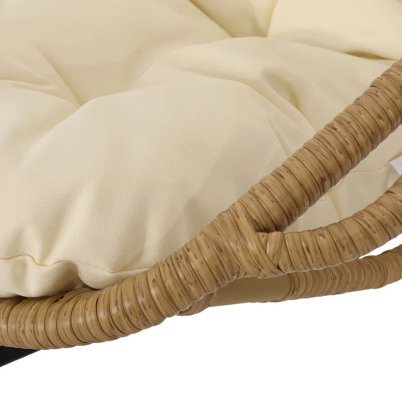 Crumpton Wicker Outdoor Hanging Basket Chair with Cushions by Christopher Knight Home