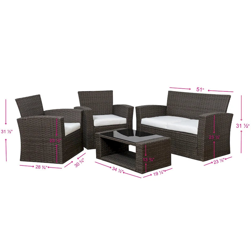 Grandview Outdoor Chocolate 4-piece Patio Conversation Set