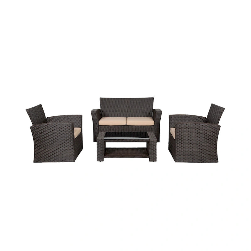 Grandview Outdoor Chocolate 4-piece Patio Conversation Set