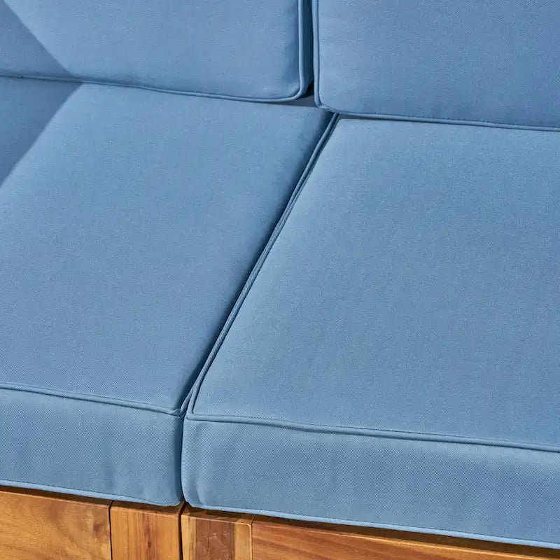 Malawi Outdoor 12-Piece U-Shaped Acacia Wood Sectional Sofa Set with Fire Pit by Christopher Knight Home