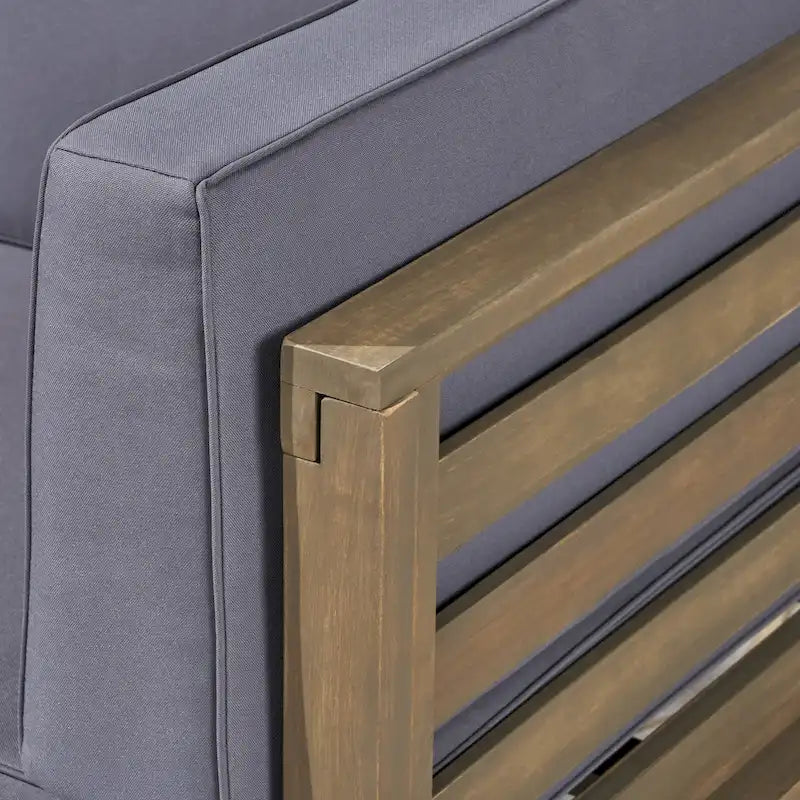 Malawi Outdoor 12-Piece U-Shaped Acacia Wood Sectional Sofa Set with Fire Pit by Christopher Knight Home