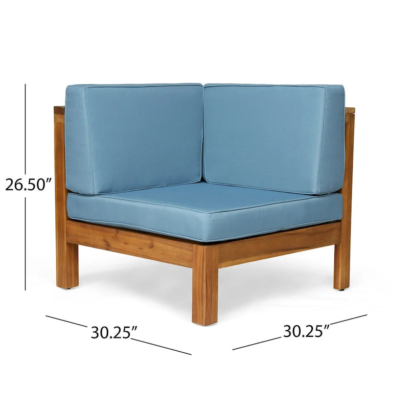 Malawi Outdoor 12-Piece U-Shaped Acacia Wood Sectional Sofa Set with Fire Pit by Christopher Knight Home