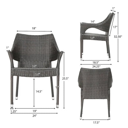 Christopher Knight Home Carroll Outdoor 5-Piece Acacia Wood and Wicker Dining Set