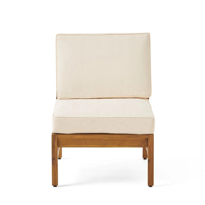 Illona Outdoor 5 Seater V-Shaped Acacia Wood Sofa Set with Square Fire Table and Tank by Christopher Knight Home