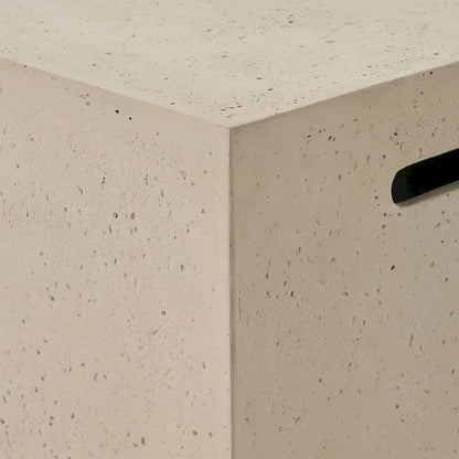 Illona Outdoor 5 Seater V-Shaped Acacia Wood Sofa Set with Square Fire Table and Tank by Christopher Knight Home