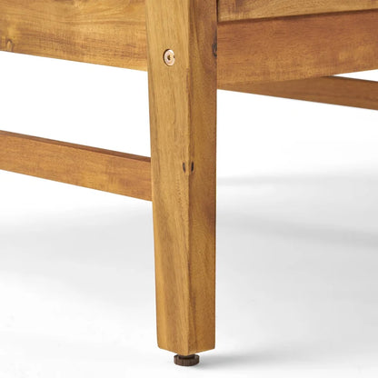 Illona Outdoor 5 Seater V-Shaped Acacia Wood Sofa Set with Square Fire Table and Tank by Christopher Knight Home