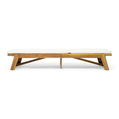 Kyoto Outdoor Acacia Wood 3 Piece Chaise Lounge Set with Water-Resistant Cushions by Christopher Knight Home