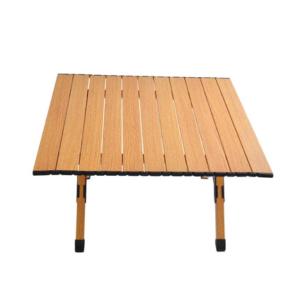 Portable picnic table, rollable aluminum alloy table top with folding solid X-shaped frame