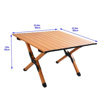 Portable picnic table, rollable aluminum alloy table top with folding solid X-shaped frame
