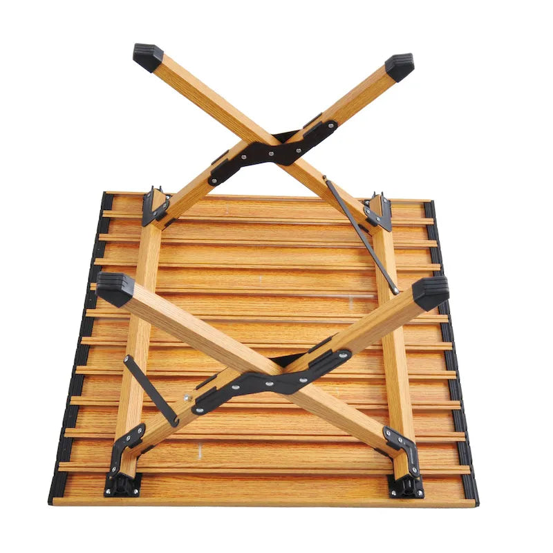 Portable picnic table, rollable aluminum alloy table top with folding solid X-shaped frame