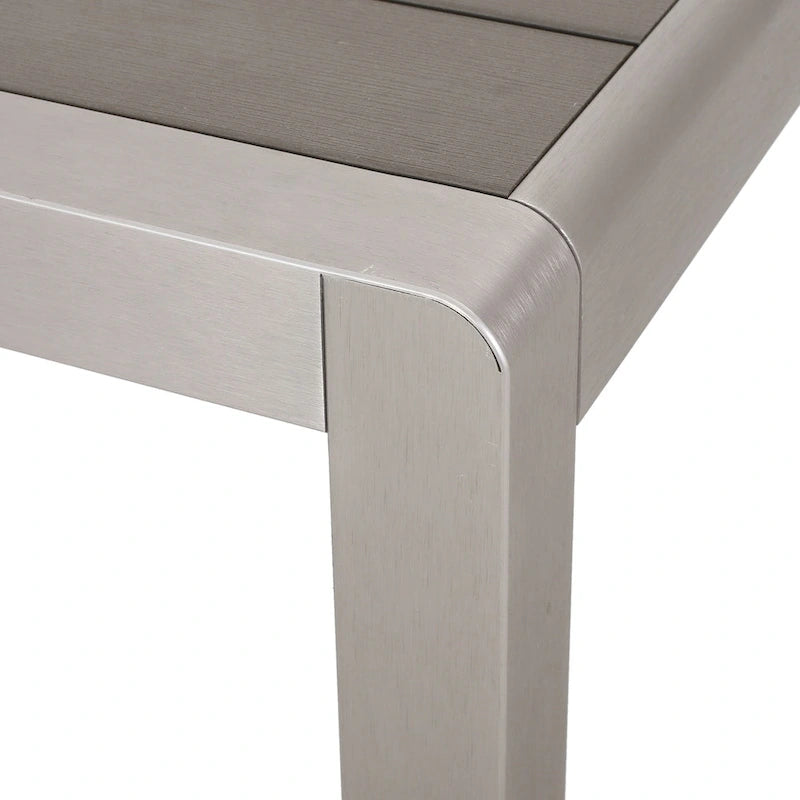 Boris Outdoor Modern 4 Seater Aluminum Dining Set with Faux Wood Table Top by Christopher Knight Home