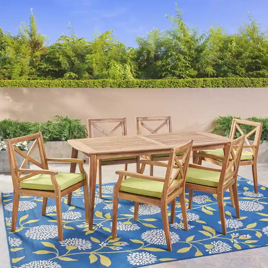 Llano Outdoor 7 Piece Acacia Wood Dining Set by Christopher Knight Home