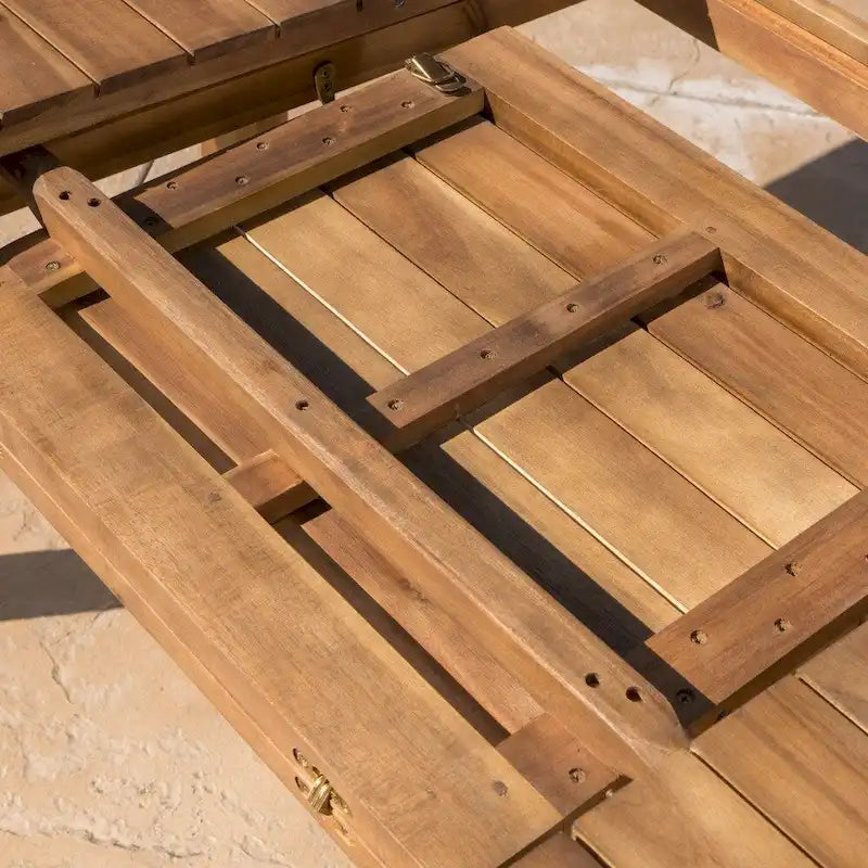 Cobalt Outdoor Wicker Wood Expandable Rectangle Dining Set with Cushions by Christopher Knight Home