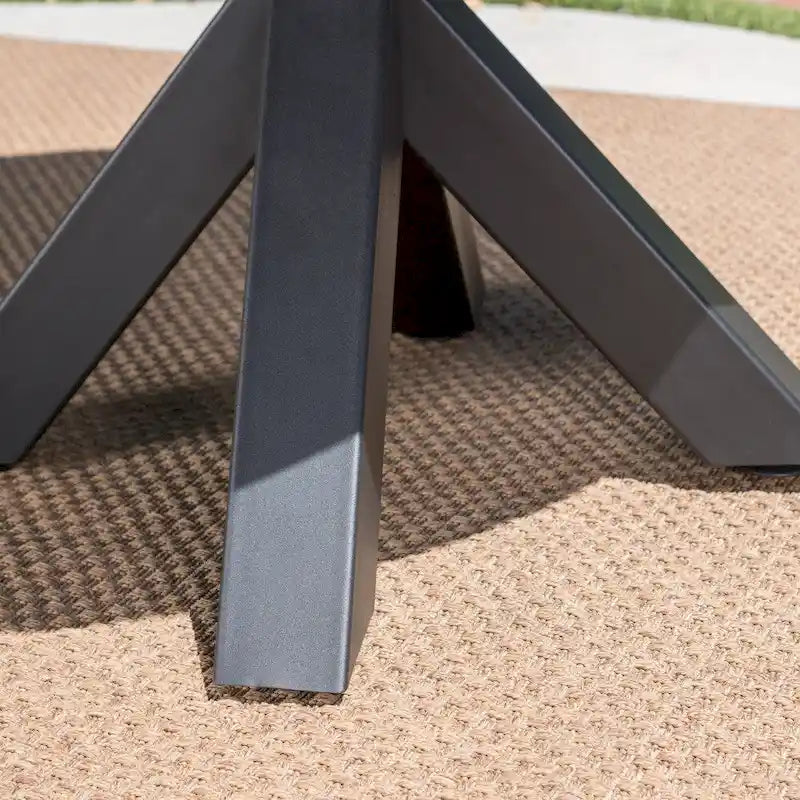 Goleta Outdoor Modern Lightweight Concrete Circular Dining Table with Cross Base by Christopher Knight Home