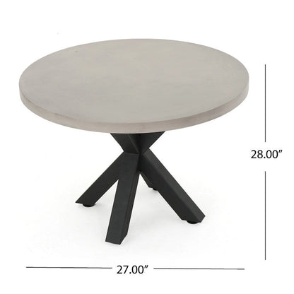 Goleta Outdoor Modern Lightweight Concrete Circular Dining Table with Cross Base by Christopher Knight Home