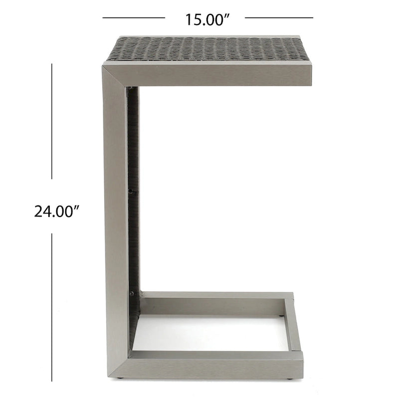 Aviara Outdoor Aluminum Club Chairs with Wicker-Topped Side Table by Christopher Knight Home