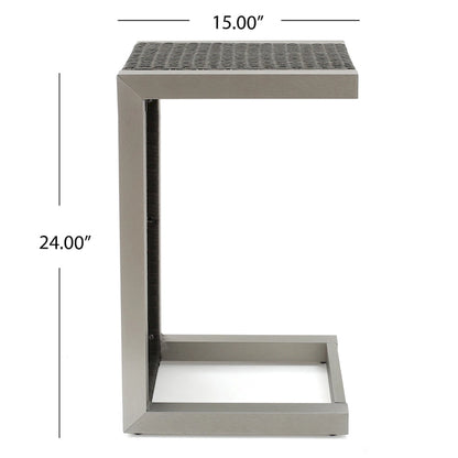 Aviara Outdoor Aluminum Club Chairs with Wicker-Topped Side Table by Christopher Knight Home