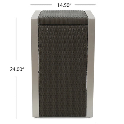 Aviara Outdoor Aluminum Club Chairs with Wicker-Topped Side Table by Christopher Knight Home