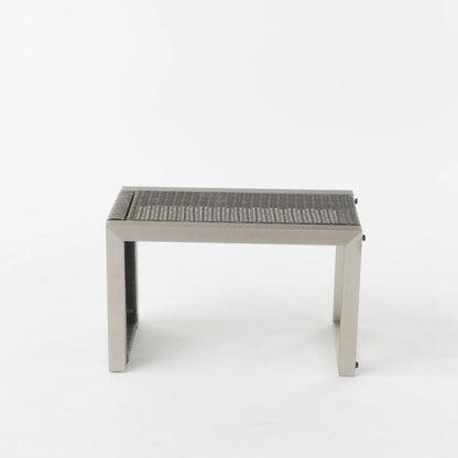 Aviara Outdoor Aluminum Club Chairs with Wicker-Topped Side Table by Christopher Knight Home