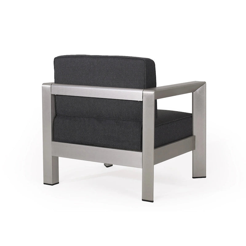 Aviara Outdoor Aluminum Club Chairs with Wicker-Topped Side Table by Christopher Knight Home