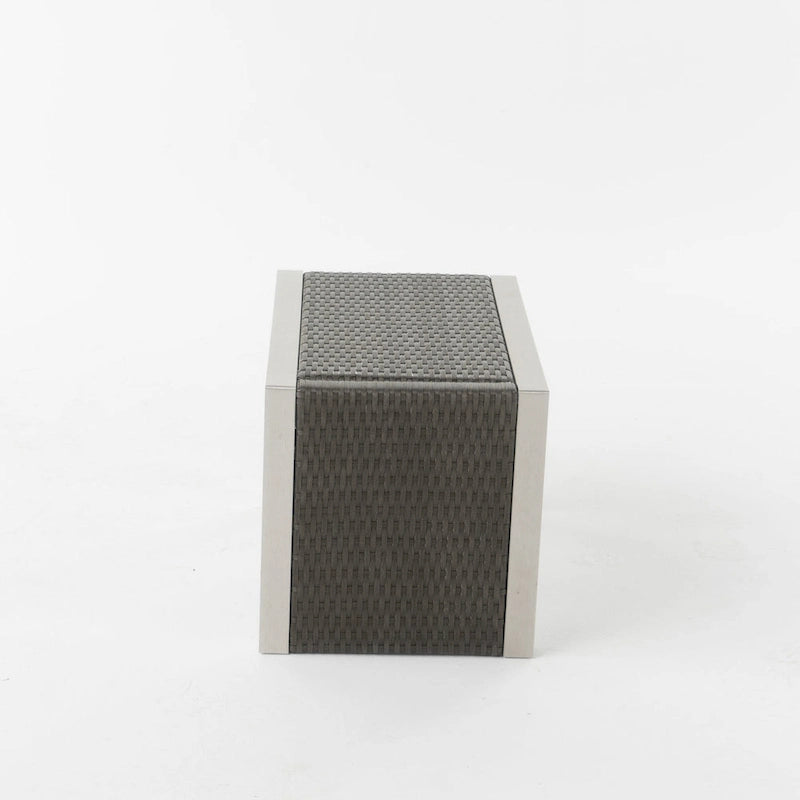 Aviara Outdoor Aluminum Club Chairs with Wicker-Topped Side Table by Christopher Knight Home