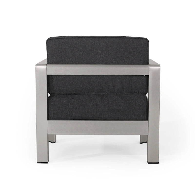 Aviara Outdoor Aluminum Club Chairs with Wicker-Topped Side Table by Christopher Knight Home