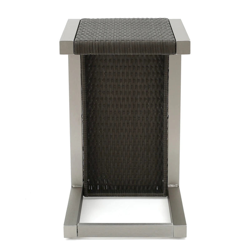 Aviara Outdoor Aluminum Club Chairs with Wicker-Topped Side Table by Christopher Knight Home