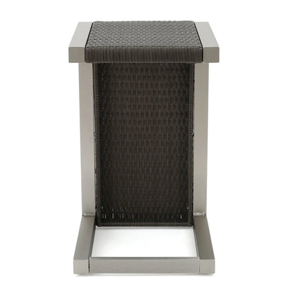 Aviara Outdoor Aluminum Club Chairs with Wicker-Topped Side Table by Christopher Knight Home
