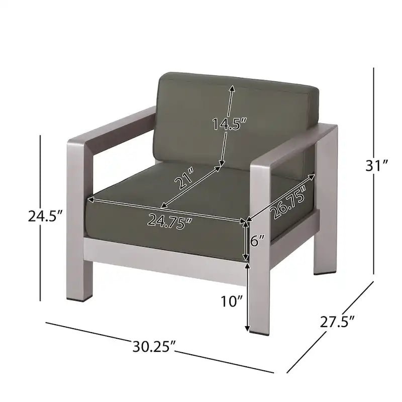 Aviara Outdoor Aluminum Club Chairs with Wicker-Topped Side Table by Christopher Knight Home