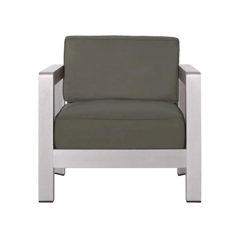 Aviara Outdoor Aluminum Club Chairs with Wicker-Topped Side Table by Christopher Knight Home