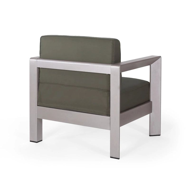Aviara Outdoor Aluminum Club Chairs with Wicker-Topped Side Table by Christopher Knight Home