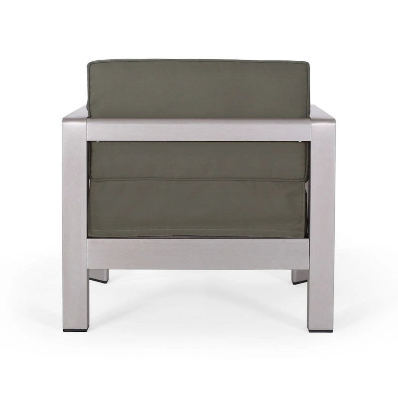 Aviara Outdoor Aluminum Club Chairs with Wicker-Topped Side Table by Christopher Knight Home