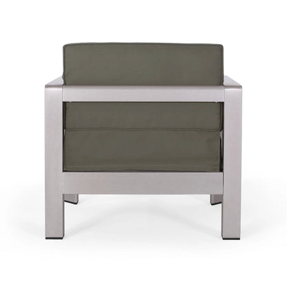 Aviara Outdoor Aluminum Club Chairs with Wicker-Topped Side Table by Christopher Knight Home