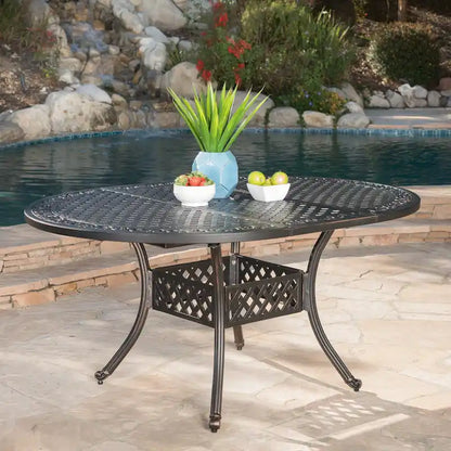 Stock Island Outdoor Oval Dining Table by Christopher Knight Home - 61.00 L x 45.70 W x 28.50 H